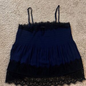 Express Midnight Blue Cami with Black Lace